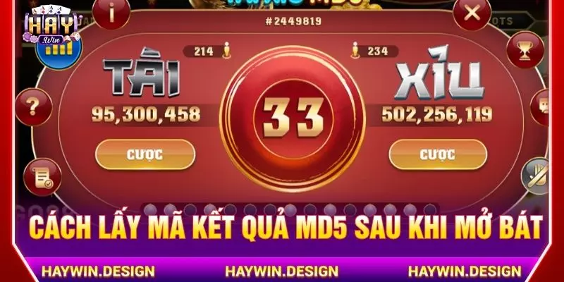 Cách lấy mã kết quả MD5 sau khi mở bát