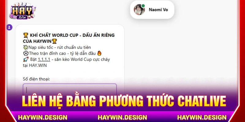 Liên hệ HAYWIN bằng chatlive